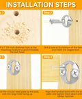 8 Piece Newel Post Fastener Hardware Kit With Aluminum Sliders And 304 Stainless Steel Fixing Screws For Stair Railings, No Fuss Easy Install Mounting System For Quick Home Improvement., 4-step installation guide for wooden stair railing newel post hardware