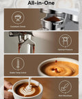Diagram showing the All In One Espresso Machine With Grinder 58mm Cafe Style 2026 Upgrade with features like consistent grinds and optimal pressure.