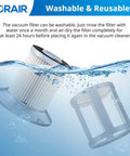 Must Have Replacement Vacuum Filter For Zing Bagless Canister Vacuum 2156 2156A 2156E 1665 16652 1665W 2 pack shown submerged in water