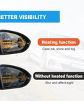 Comparison of Passenger Right Side Heated Mirror Glass for Volkswagen Golf Mk7 2015 2021 with without heating function, clear view vs blurred.