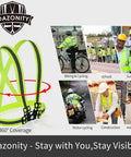 Legit Heavy Duty Hi Vis Safety Vest 10 Pack With Blazing Reflective Strips For Builders Runners And Drivers showing 360° adjustable coverage for work and cycling.