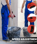 Workers using Super Powerful 2100 Watt Electric Handheld Portable Cement Mixer With Adjustable Six Speeds Perfect For Mixing Concrete.