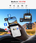 4K 3 Channel Dash Cam With Front Rear And In Cabin Coverage, Starvis 2 Sensor, WiFi 6, smartphone app integration display