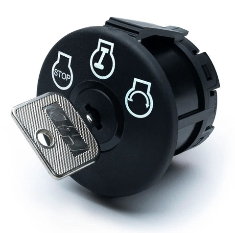 Ignition Key Switch With Protective Umbrella Key Plug And Play Compatible With Craftsman MTD Troy Bilt, close-up of key position symbols