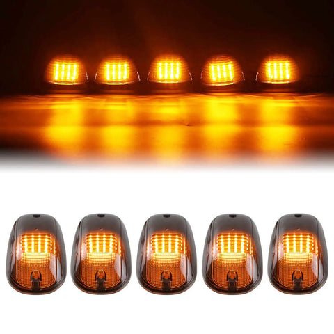 Cab Roof Marker Lights With Smoked Lens And 16 Amber LEDs For Dodge Ram 1500 2500 3500 2003 Through 2016 Top Roof Running Lamps