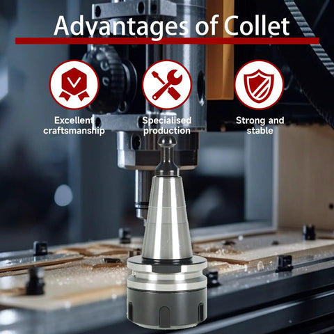 Five Piece ISO30 ER32 45L Balance Chuck Tool Holder Set installed on CNC milling machine, highlighting advantages of steel construction.
