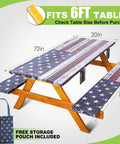 Fitted Picnic Table Cover With Bench Covers Waterproof Elastic Edges 6 Ft Rectangle Patio Tablecloth For Outdoor Dining Camping RV Trips Travel And Party Includes Portable Storage Bag