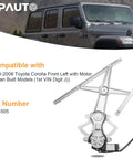 Front Left Driver Side Power Window Regulator With Motor Replacement For Toyota Corolla 2003 2004 2005 2006 2007 2008 Sedan 4 Door Direct Fit Plug And Play OE 741 505 6982002170 6982012590 Easy Install. Metal power window regulator with motor for 2003-2008 Toyota Corolla front left door, OE 741-505.