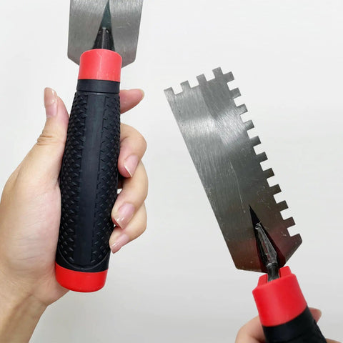 Six Inch Concrete Tile Tools Set With Two Stainless Steel Margin Trowels Flat And Square Notched Workhorse Pro Grade Kit