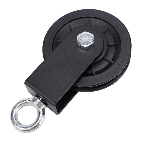 Heavy Duty Pulley Wheel For Home Gym Built Tough With ABS Alloy Construction, 440 Lb Capacity, 360 Degree Rotating Cable Wheel For Lat Pulldown And Full Body Workouts, Smooth Glide And Versatile Cable Training Accessory For Gains. black pulley wheel with metal eye bolt