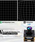 4K USB HDMI Camera Module With 120 Degree Wide Angle Lens shown with no distortion diagram and product view