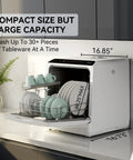 Slick Portable Countertop Dishwasher For Apartments And Rvs Sporting Five Tough Wash Cycles Rapid Air Dry Built In Water Tank side view showing compact size with large capacity and tableware.