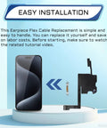 Earpiece Flex Cable Replacement For iPhone 15 Pro Series A3102 A2848 A3101 A3104 - DIY Fix To Restore Crisp Calls, Accurate Ambient Light Sensor, Durable Build, Easy Install For Your Phone, shown with iPhone and flex cable