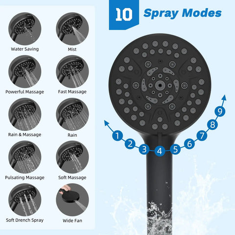 Badass 13 Inch Rainfall Shower Head Setup With Ten Function Handheld Sprayer For Those High Pressure Showers CUPC Certified Bathroom Upgrade Kit Includes Heavy Duty Steel Hose And Rock Solid Mounting Bracket
