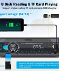 Single Din Car Stereo With Bluetooth 5.0 Hands Free Calling Voice Control FM Radio MP3 Player USB AUX Port Audio Recording Plug And Play Easy Install Car Audio Receiver System with USB and TF card
