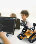 WiFi Robot Kit With Raspberry Pi 5 For Adults And Teens, 4DOF Robotic Arm On Tank Chassis Car, 2DOF HD Camera in use on desk