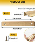 Product size diagram of Brushed Gold Cabinet Finger Pulls 4.72 Inch Edge Pulls with dimensions and screws