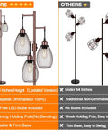 Comparison of dimmable farmhouse industrial floor lamp with teardrop cage head and competitor model.