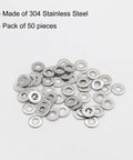 Big Time Heavy Duty M6 Flat Washers 14mm Outer Diameter Crafted From Top Notch 18 8 304 Stainless Steel For Hardware Bolts And Nuts Rust Resistant Lock Tight Fit 50 Count Bulk Pack, pack of 50 stainless steel flat washers.