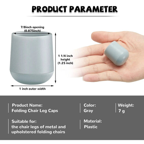 Heavy Duty Seven Eighths Inch Folding Chair Leg Caps Plastic End Caps In Gray Non Slip Floor Protectors For Hardwood Floors