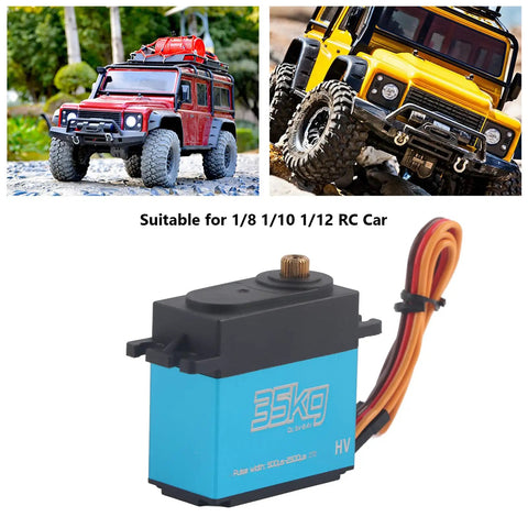 Top Shelf Two Pack 35K Coreless Digital Servo with metal gears for 1/8 1/10 scale RC car, featuring waterproof seals.