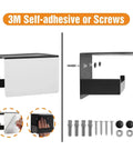 Matte Black Toilet Paper Holder With Shelf Stick On Or Wall Mount Self Adhesive Or Screws Rotate Proof Bracket Heavy Duty