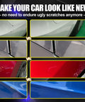 Before and after images of cars using Pearl White Multi Coat Touch Up Paint Kit For Tesla Model Y 3 S X, showcasing scratch repair.