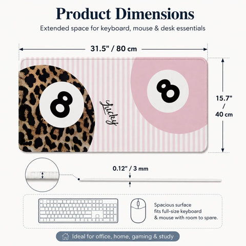 Funky Cheetah Lucky 8 Ball Large Mouse Pad 31.5 by 15.7 Inches For Gaming And Work With Non Slip Rubber Base Model M004