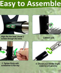Assembly instructions for Stand Up Weed Puller Tool With 58 Inch Adjustable Handle, showing steps to attach hoe head and handle.