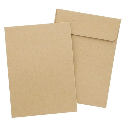 Brown Seed Packets 4.5 By 3.25 Inches 100 Pack Blank Envelopes, shown front and back, ideal for organizing seeds, coins, keys, and small parts.