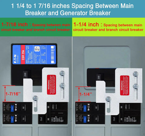 Generator Interlock Kit For BR Series 150 And 200 Amp Panels, Horizontal Interlock detail between main and branch breakers.