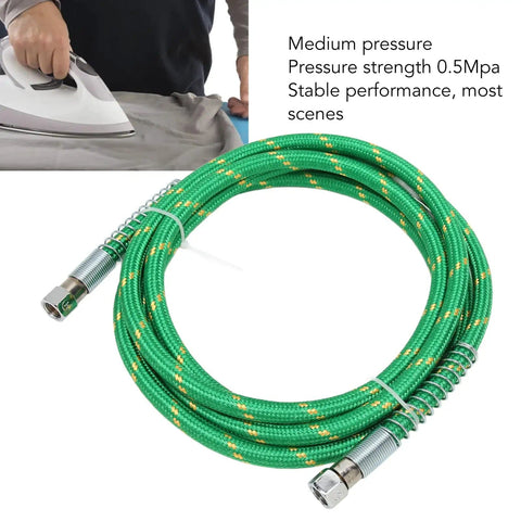 Ultra Flexible High Temp Steam Hose 9.8 Feet For Steam Irons Green Silicone Tubing With 0.7 MPa shown coiled and ready for use