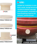 ABS Bulkhead Fitting 3 Inch Double Thread Connector Adapter With Plugs For Water Tanks Aquariums And Rain Barrels 1 Pack Non NPT Thread Heavy Duty Durable ABS Plastic