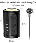 Power Strip Tower All In One Charging Station With 12 AC Outlets And 5 USB Ports Plus Night Light 10 Foot Cord