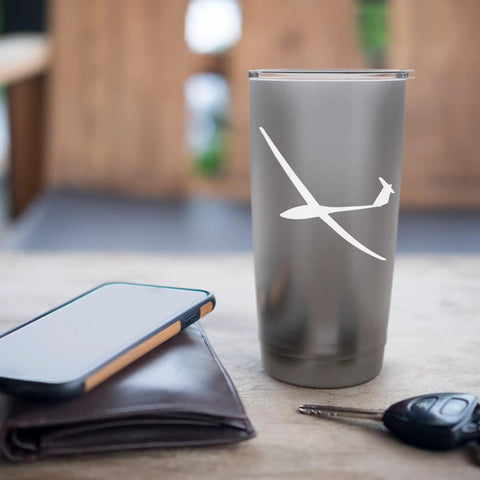 Insulated Stainless Steel Tumbler For Glider Pilot And Aviation Fans With Soaring Airplane Sailplane Design Ideal Gift For Pilots