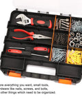 Double Sided Tools Organizer With Removable Dividers, 34 Compartment Hardware Box for screws nuts small parts, open view