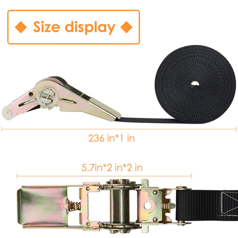 10 Pack 1 Inch By 20 Foot Endless Ratchet Straps No Hook Heavy Duty Tie Downs 1760 Lbs Break Strength Size Display
