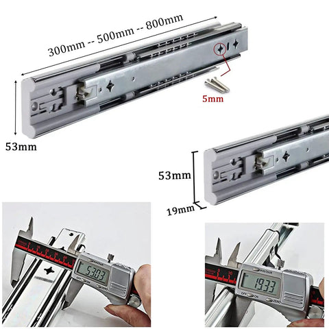 Heavy Duty Soft Close Drawer Slides For 24 Inch Cabinets Built Tough Teleslide Rail measurement details