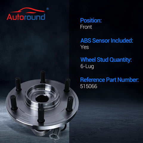 Two Pack Front Wheel Hub and Bearing Assembly for Nissan Titan 04-07, Armada 05-07, Pathfinder 04, Infiniti QX56 04-07 - 6 Lug with ABS, Front Left and Front Right Driver and Passenger Side.