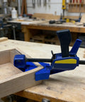 Corner Clamps for Woodworking with Quick Release Right Angle Clamp Design Pro Grade Angle Grippers in use on a wooden frame