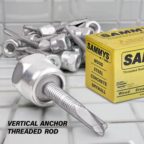 Vertical Threaded Rod Anchor For Steel Structures Quarter Inch Screw One Inch Length Electro Zinc Coated Corrosion Resistant