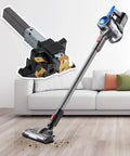 Heavy Duty Gray Industrial Vacuum Replacement Carbon Brush Kit Featuring Rock Solid Iron Holders And Premium Graphite Rods displaying a vacuum and carbon brush.