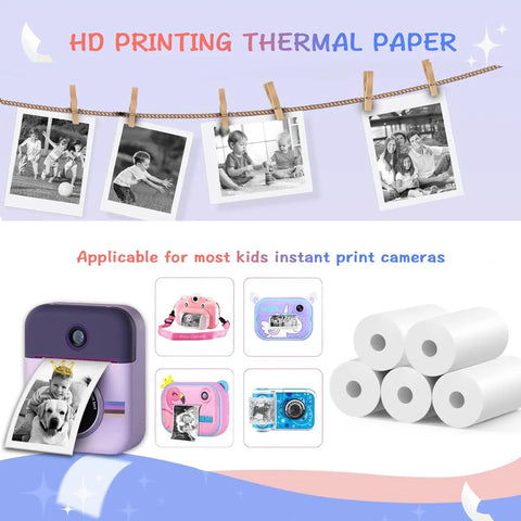 20 Rolls Instant Print Kids Camera Paper For HD Photo Prints, Premium Thermal Paper Refill With Bold Colors And Glossy Finish, Durable, High Quality Paper Your Kids Will Dig For Their Mini Cameras, 2.2 x 1 in rolls