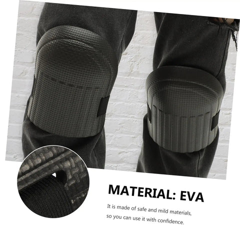 Heavy Duty Work Knee Pads With Wear Resistant Pads Built In Joint Protectors For Construction And Repair Comfy Soft Kneepads That Actually Handle The Daily Grind 4 Piece Pack shown on knees made of durable EVA material.