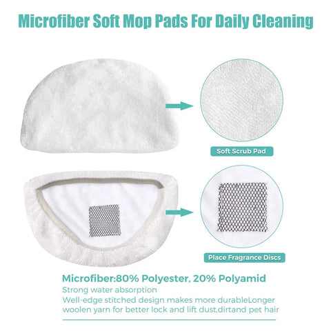 Six Pack Steam Mop Pads Replacement For PowerFresh Steam Mop 1940 Series; microfiber scrub pad with fragrance disc slot