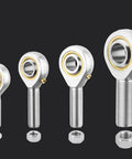 Heavy Duty Self Lubricating Rod End Bearings Four Pack With 12mm Bore And M12x1.75 Metric Male Thread Right Hand Heim Joint Plus Jam Nuts with smooth pivot points.