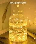 2 Pack Outdoor Solar String Lights With 33 Feet Copper Wire, 100 LED Warm White Fairy Lights, Waterproof, in glass jar