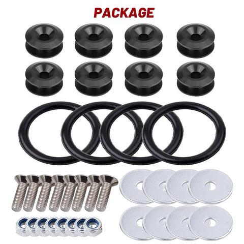 Bumper Quick Release 4 Sets Of Clips And Fasteners For Front And Rear Bumper Fender Repair, CNC Aluminum Anodized Black