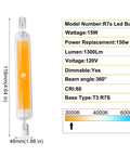 15W 118mm R7S LED Bulbs 2 Pack Dimmable J Type Double Ended Flood Light 120V 3000K Warm White 360 Degree Beam chart