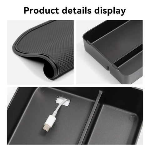 Armrest Box Storage Tray With PVC Mats For Hyundai Santa Fe 2024 2025 2026 Center Console Organizer Durable ABS Construction